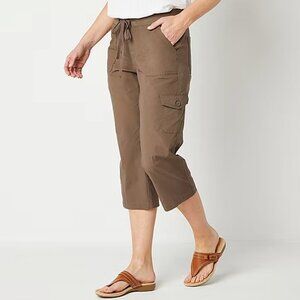 St. John's Bay Petite Utility Mid Rise Capris - Taupe Sz PXS 925260